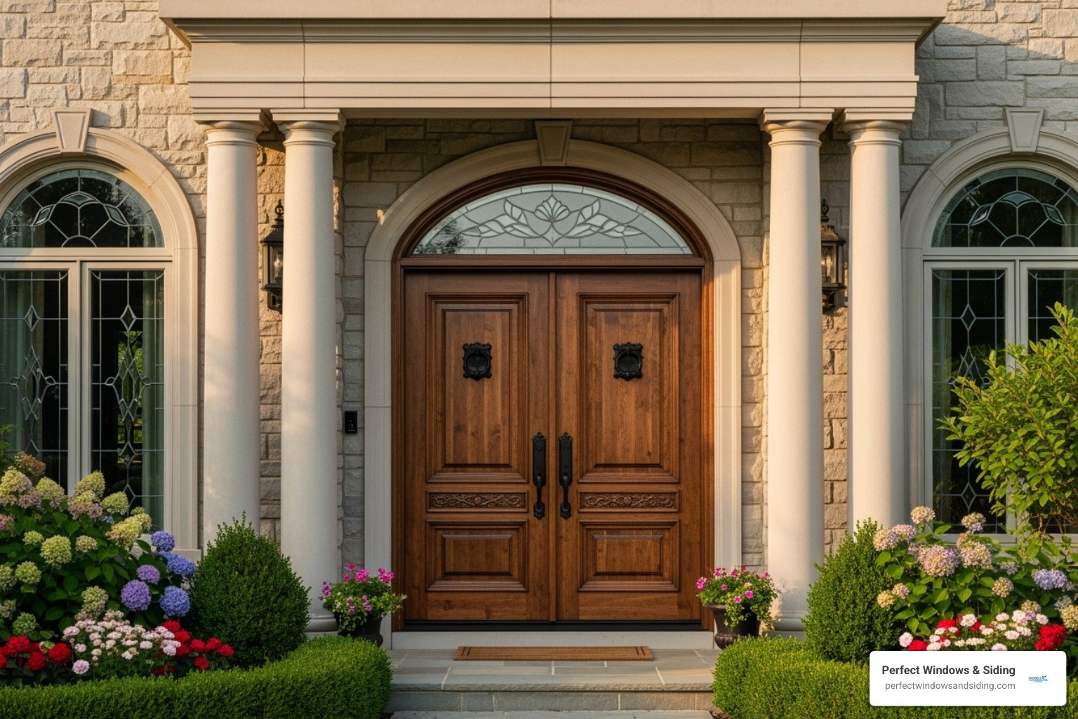 custom wood double entry doors