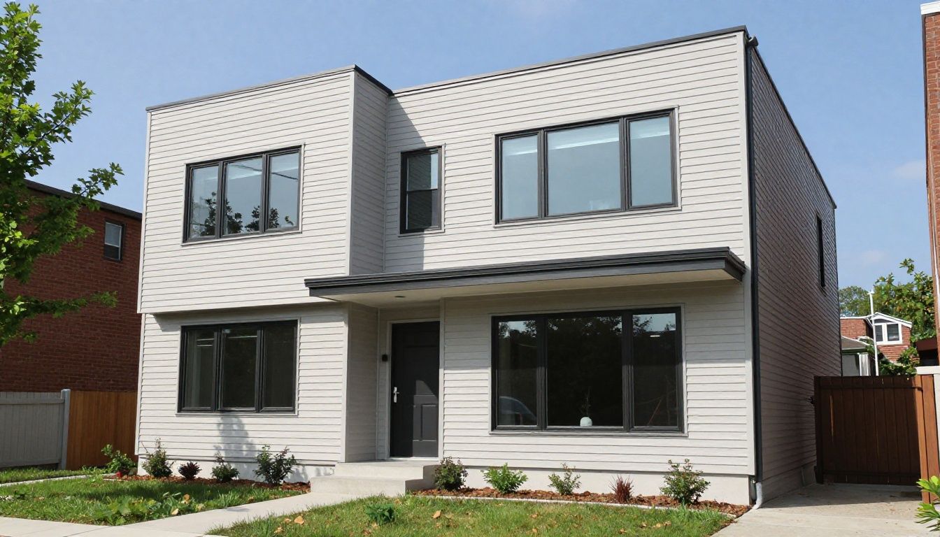 A beautiful, modern Chicago home exterior featuring high-quality, professionally installed siding with clean lines and energy-efficient windows.