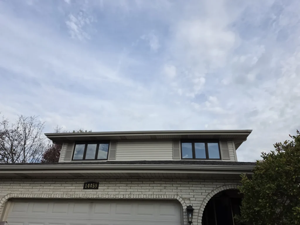 Upper-story windows above the garage at a Homer Glen home