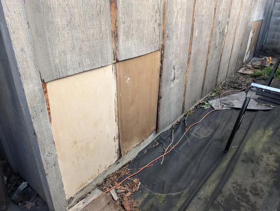 Exposed exterior wall during preparation in Addison