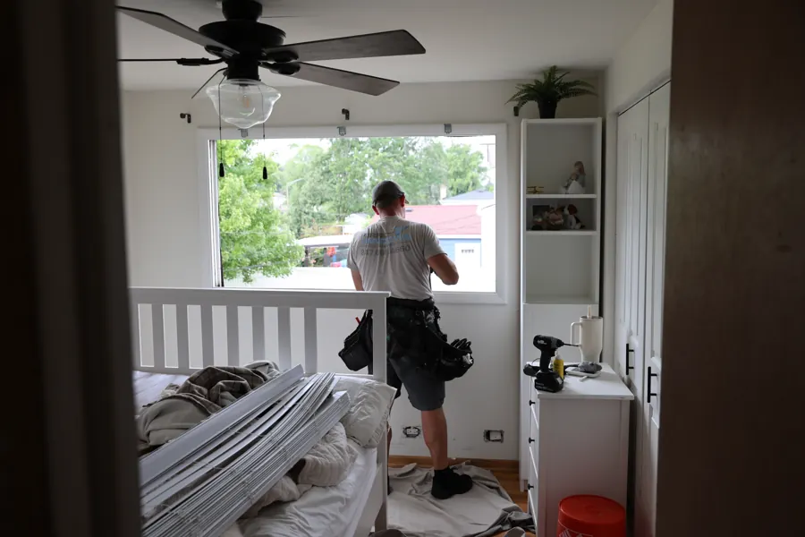 Window installation in progress inside a Des Plaines home